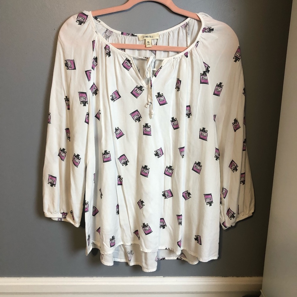 Como Blu Peasant Top